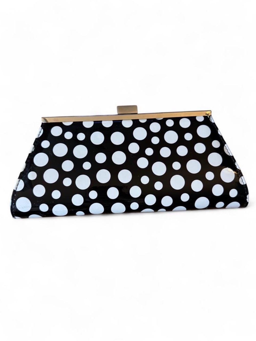 Neiman Marcus Polka Dot Patent Clutch - Black & White
